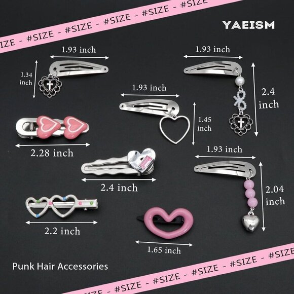 Heart Hair Clips Silver Alloy 8 Styles 10 Pack Hair Accessories for Women main image 4